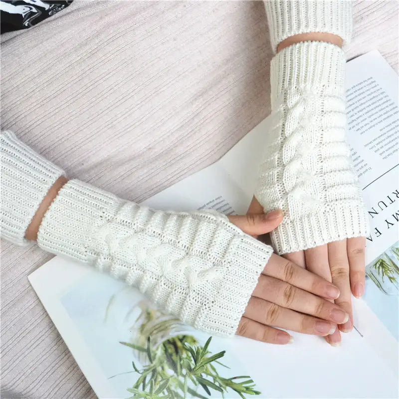 Fingerless decoration gloves No2 White