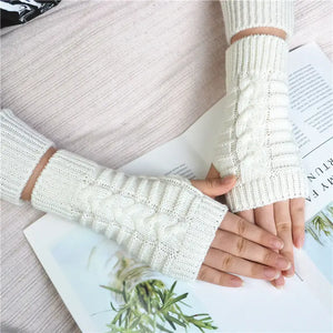 Fingerless decoration gloves No2 White