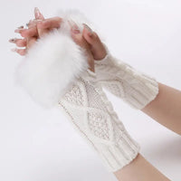 Fingerless decoration gloves No1 White