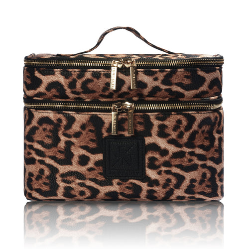JN Beauty Ultimate Leo Vanity Case aus Kunstleder mit Leo-Design und Tragegriff