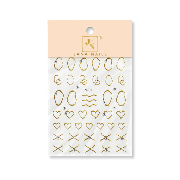 Nail flexy stickers Heart Gold