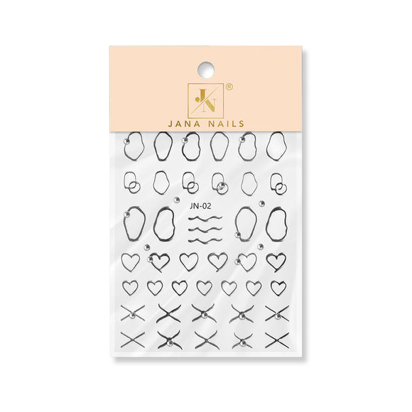 Nail flexy stickers Heart Silver