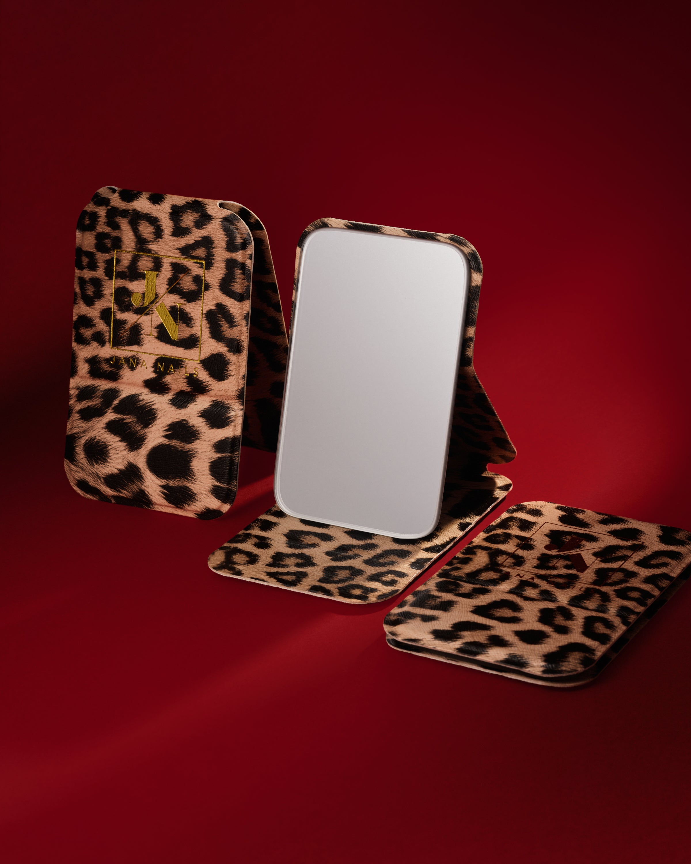 JN Leo Pocket Mirror klappbarer Taschenspiegel mit Leopardenmuster