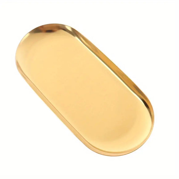Metal Plate Gold - Oval Small 18 cm x 8.5 cm
