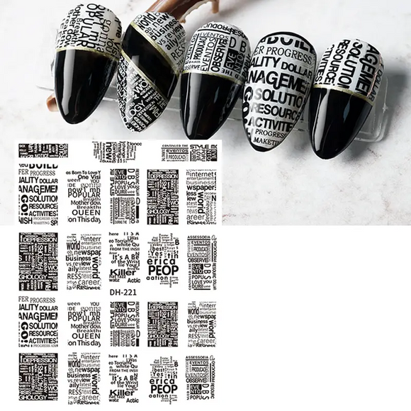 Nail Stickers - Black & White No2