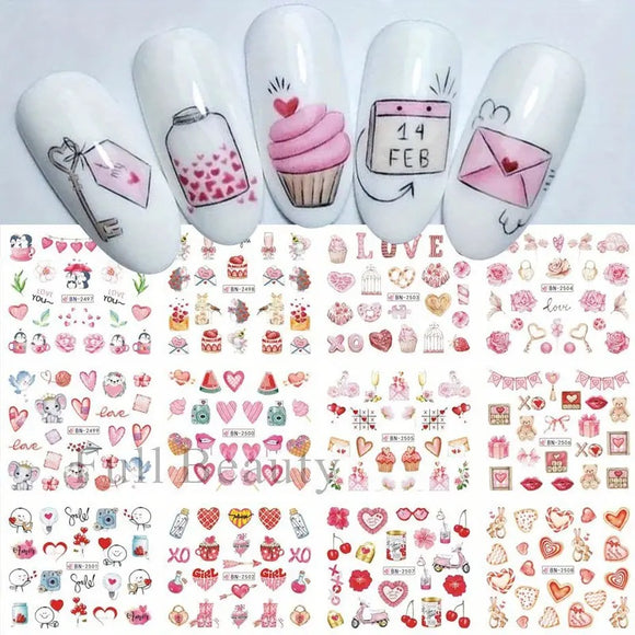 Nail Stickers - Pink Love Art No1