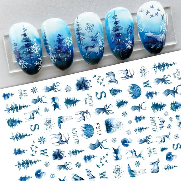 Nail Stickers - Winter No1 Blue
