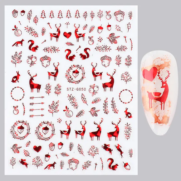 Nail Stickers - Xmas Laser Red No1