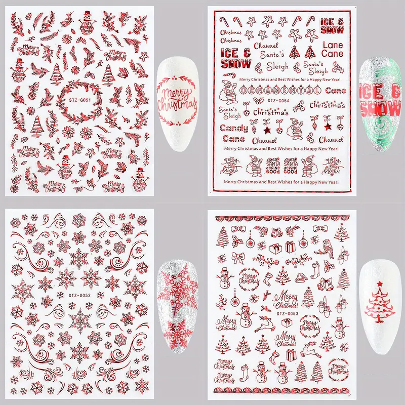 Nail Stickers - Xmas Laser Red Set No1