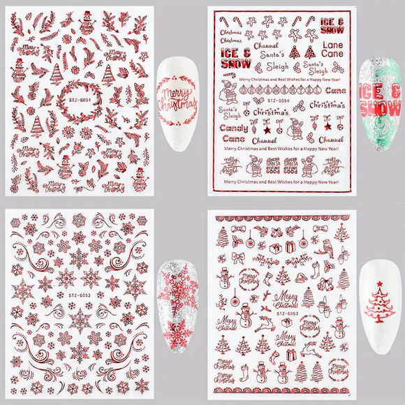 Nail Stickers - Xmas Laser Red Set No1