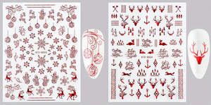 Nail Stickers - Xmas Laser Red Set No2