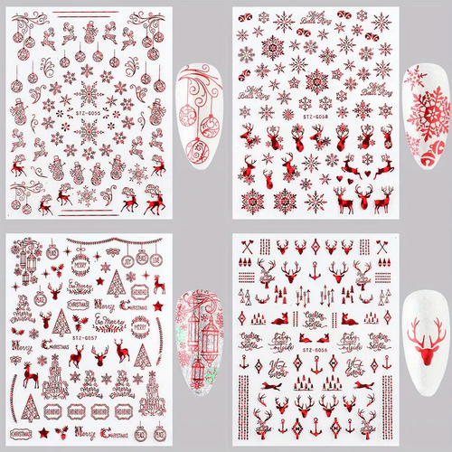 Nail Stickers - Xmas Laser Red Set No3