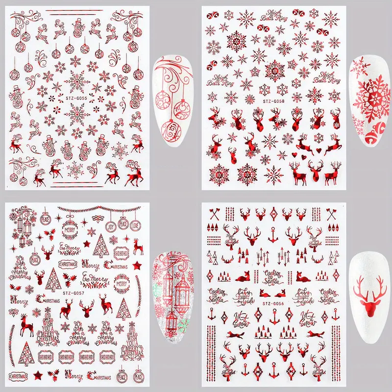 Nail Stickers - Xmas Laser Red Set No3