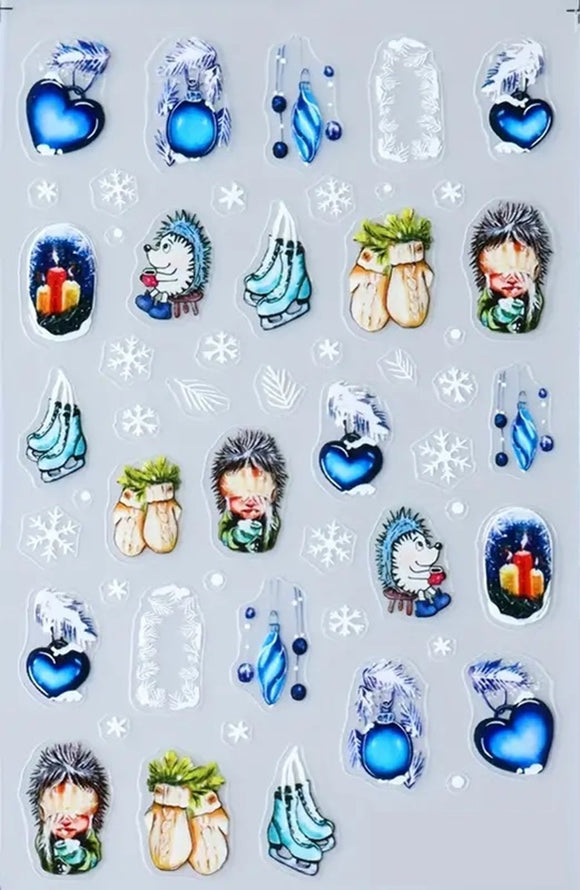 Nail Stickers - Xmas No6 Blue