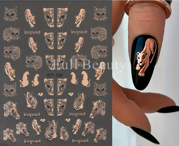 Nail Stickers - Leopard No1 Rose Gold