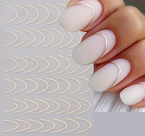 Nail Stickers - Swirl Lines No1 - Gold/Rose Gold